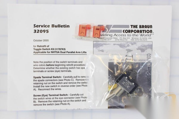 Braun Switch Toggle w / Gold Contacts Spades Kit Shipout 31787KS