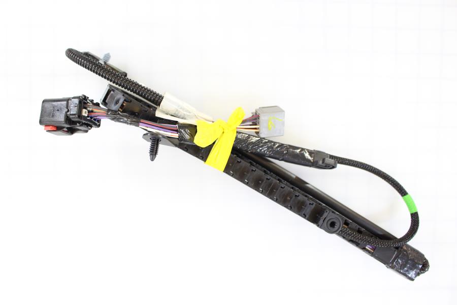 Car window regulator with wiring on a white background