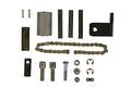 Mechanical parts including a chain on a grid background