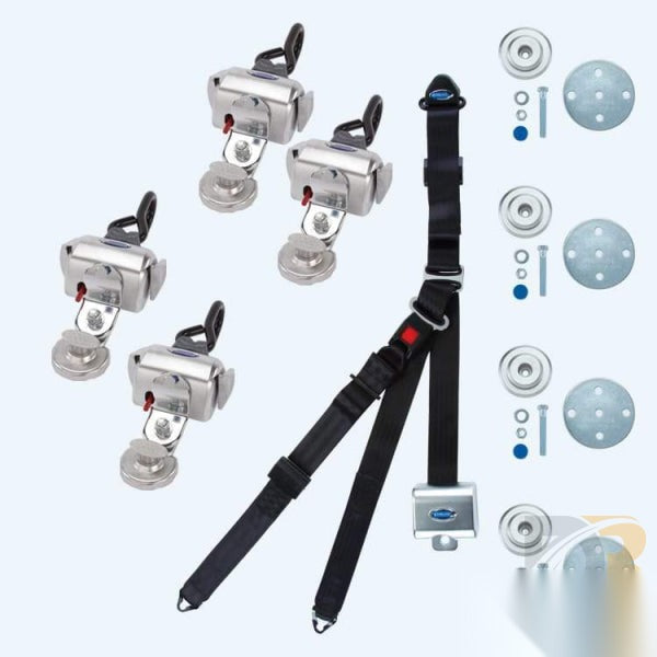 QRT Deluxe Kit  for Slide N' Click with retractable shoulder/lap belt combo, SNC floor anchorages Q-8100-A1-SC