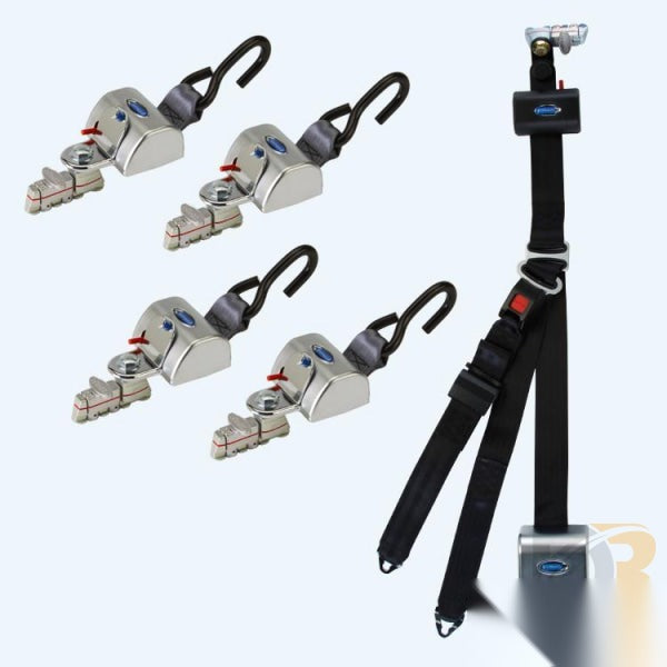 QRT MAX Kit for L Track, retractable shoulder/lap belt combo with retractable height adjuster, 131 degree angle
bracket and L Track fitting on top and bottom Q-8306-L2