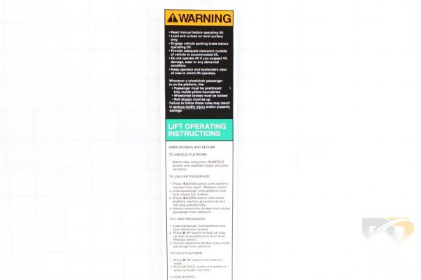 Decal-warn-op Instr L200-05 25857